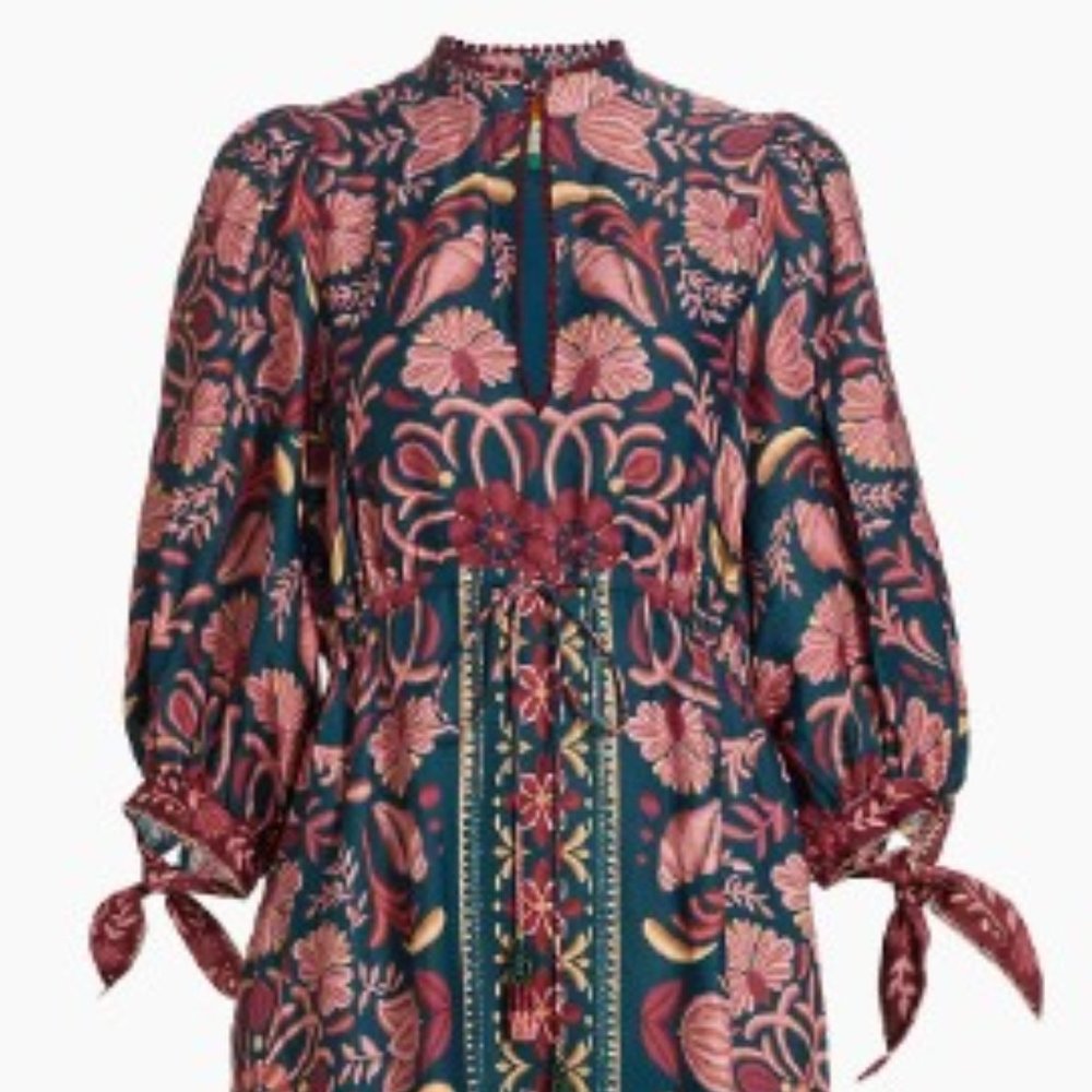 Farm Rio Seashell-Print Satin Maxi Dress